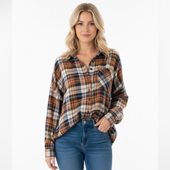 French Connection Tops - French Connection plaid shirt size medium